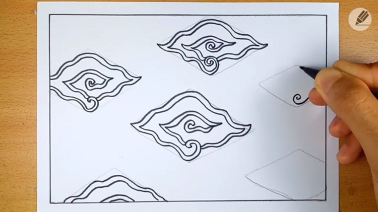 Membuat lengkungan di dalam objek belah ketupat, Sumber: Youtube @Draw Easy Draw